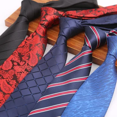 New 8CM Men Ties Necktie Striped Plaid Black Navy Ties For Man Groom Jacquard Woven Neck Tie For Business Wedding Party Outfit 1