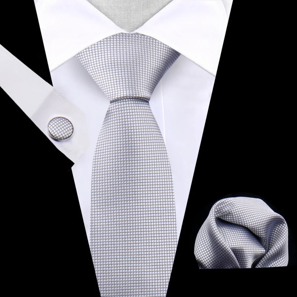 Navy Blue Tie Set For Wedding Banquet Man Woman Shirts Accessories Elegant Style Necktie Pocket Square Cufflinks Set For Gift 6