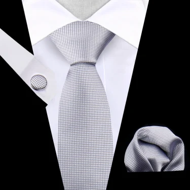 Navy Blue Tie Set For Wedding Banquet Man Woman Shirts Accessories Elegant Style Necktie Pocket Square Cufflinks Set For Gift 6