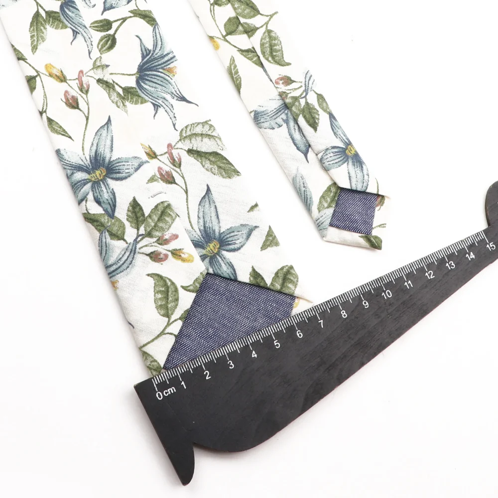 100% Cotton Floral Necktie For Men Casual Elegant Style Tie Fit Wedding Party Dinner Daily Wear Suit Shirt Cravat Accessory 2