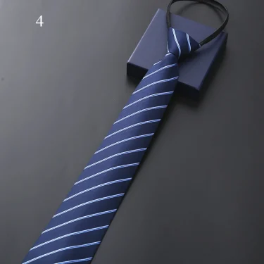 Lazy Zipper Men's Tie Business Formal Dress Wear Stripe Solid Color Zipper Necktie Wholesale Gifts for Men Slim Skinny Tie 6
