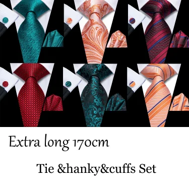 Hi-Tie Designer Orange Teal Striped Paisley Silk Wedding Tie For Men Necktie Hanky Cufflink Fashion Business Party Dropshipping 1