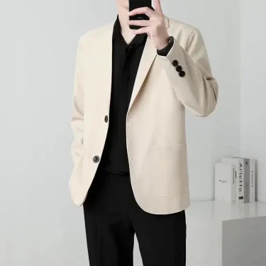 Brown Oversize Plus Big Size Jacket for Men Long Man Suits and Blazers Coats Fashionable Fashion 2024 New in Simple Breasted 2