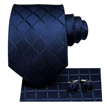 Hi-Tie Blue Business Solid 100% Silk Men's Tie NeckTie 8.5cm Ties for Men Formal Luxury Wedding High Quality Gravata 5
