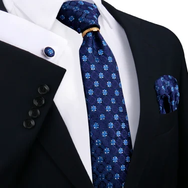 Luxury 100% Silk Tie For Mens Necktie Handkerchief Pocket Square Cufflink with Ring Brooch Set Wedding Business Ties Accessories 3