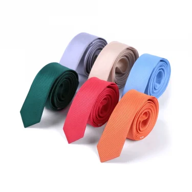 KAMBERFT Fashion Casual 4cm Slim Silk Tie Solid Color Black Red Ties Handmade Men Woven Skinny Necktie For Wedding Party 2