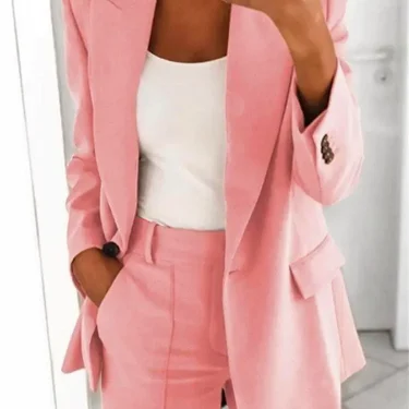 S-5XL Women's Blazer Casual Long-sleeved Top Solid Color Suit Collar Button Simple Temperament Commuter Plus Size Blazer 5