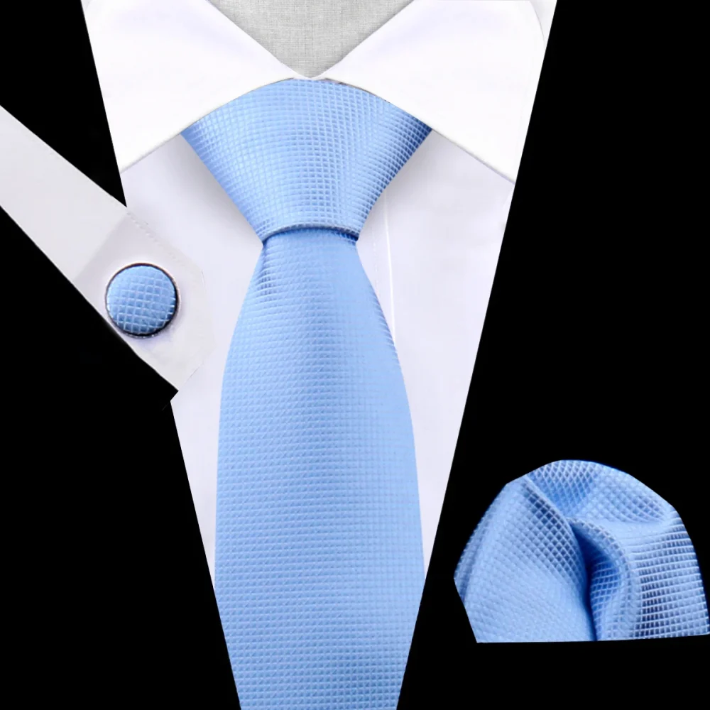 Navy Blue Tie Set For Wedding Banquet Man Woman Shirts Accessories Elegant Style Necktie Pocket Square Cufflinks Set For Gift 5