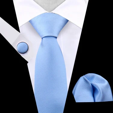 Navy Blue Tie Set For Wedding Banquet Man Woman Shirts Accessories Elegant Style Necktie Pocket Square Cufflinks Set For Gift 5