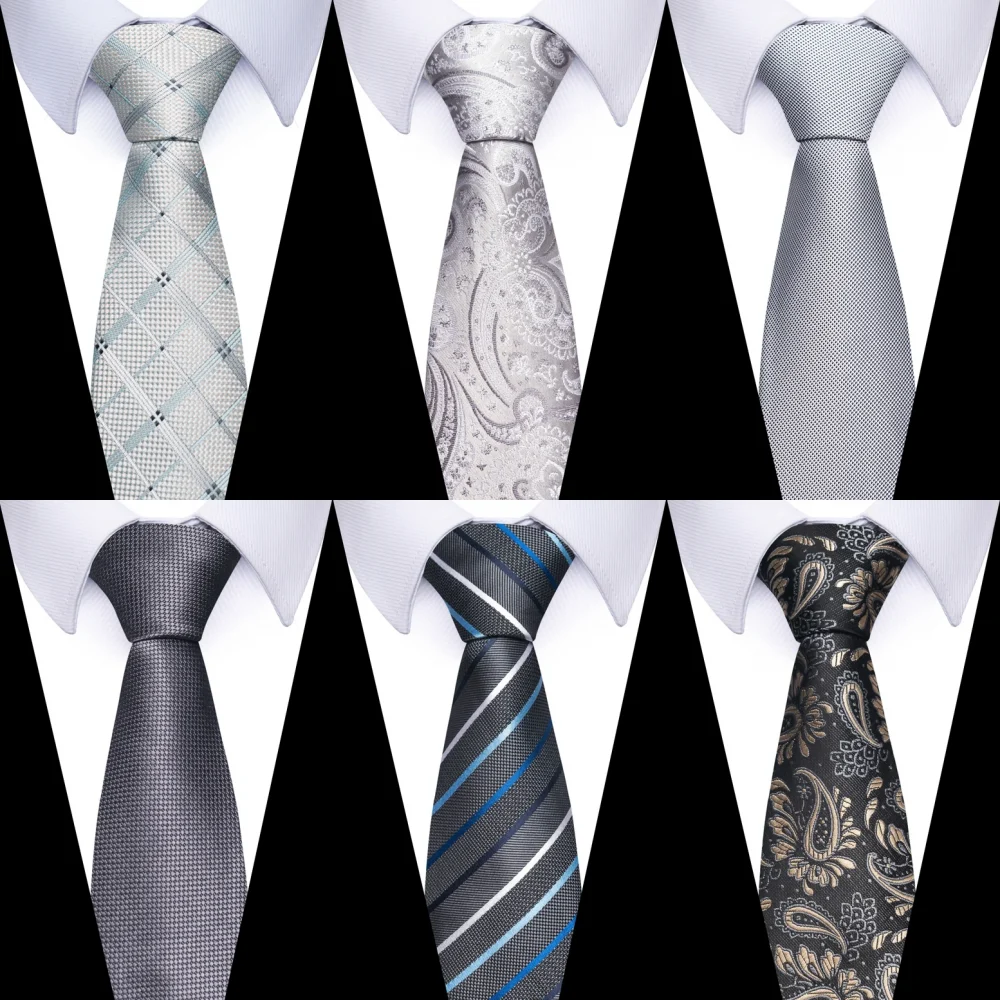 Brand Classic Grey Plaid 8 cm Silk Tie For Men Suit Accessories Wedding Gravatas Fit Workplace Birthday Gift 1