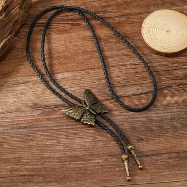 1pc/2pcs Adjustable Bolo Tie Popular Cowboy Teens Men Women Dance Necktie Gothic Shirts Alloy Butterfly Buckle Pendant 4