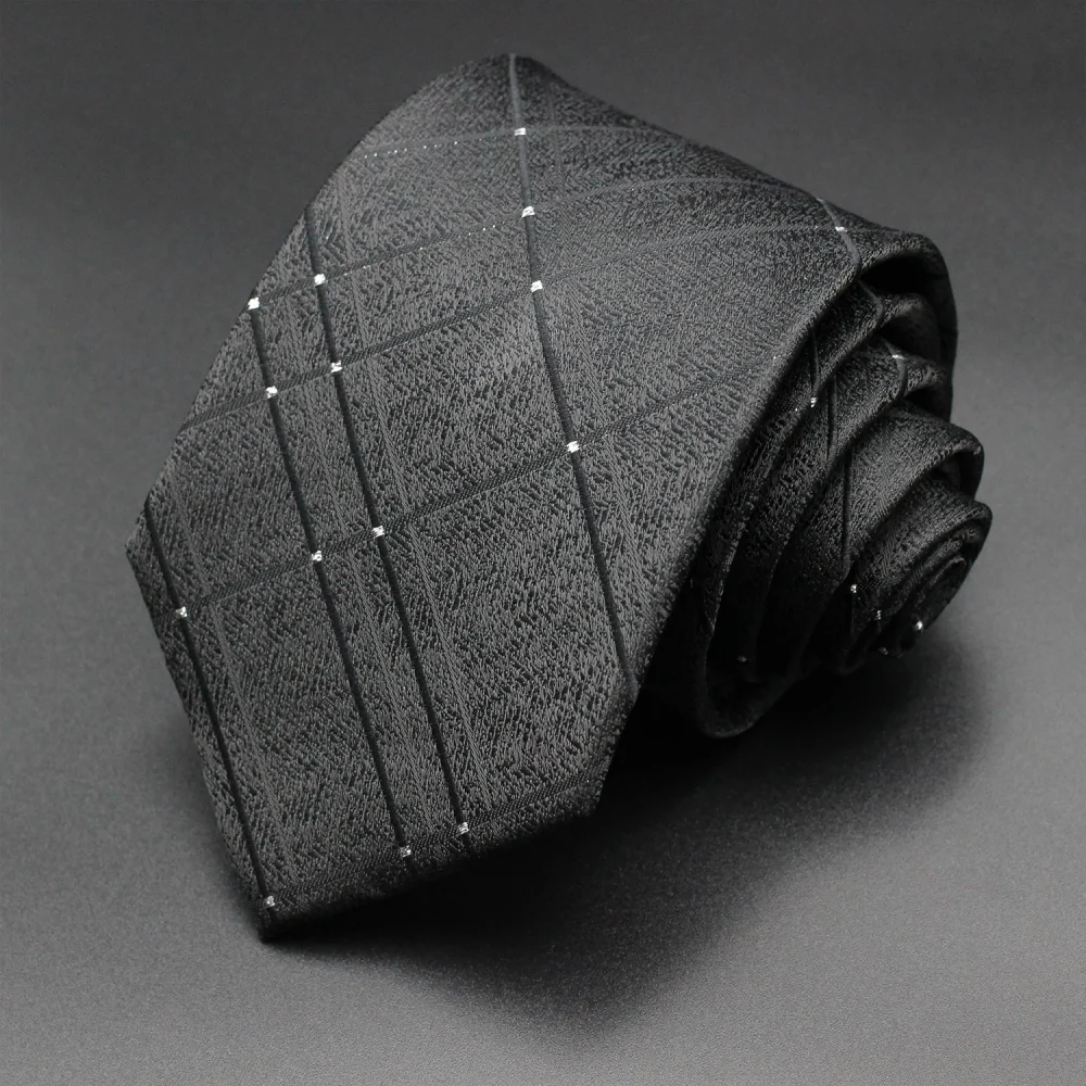 Luxury Black Colors 8CM Men's Necktie Paisley Striped Jacquard Cravat Business Ties For Man 2