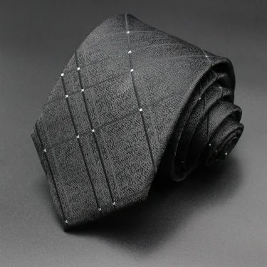 Luxury Black Colors 8CM Men's Necktie Paisley Striped Jacquard Cravat Business Ties For Man 2