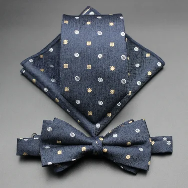 8CM Geometric Striped Necktie Set Red Blue Brown Floral Tie Pocket Squares for Man Birthday Gift Fit Party 4