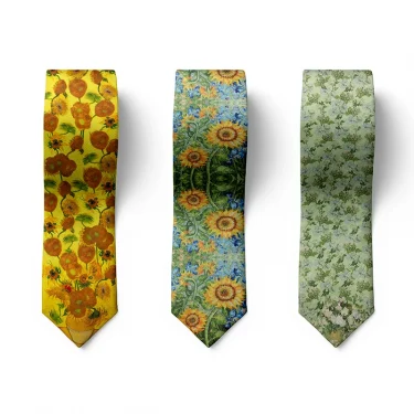 Art oil painting tie Van Gogh starry sunflower men's fashion business tie men's and women's party shirt suit accessories 3