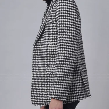 Men's Houndstooth Blazer Two Buttons Notch Lapel for Wedding Formal Coat 3
