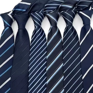NEW 8cm Tie for Man Tie Luxury Striped Stripes Blue Navy Business Neck Tie Suit Cravat Wedding Party Necktie Men Gift 1