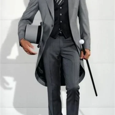 Italian Gentleman Style Wedding Man Long Tail Coat Groom Prom Tuxedos Formal Mens Suits terno masculino (Jacket +Pants +Vest) I 2