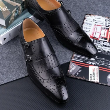 Luxury Men Formal Casual Shoes Party Business Office Suits Zapatos De Vestir Hombre Monk Strap Comfortable Casual Loafer Shoe 6