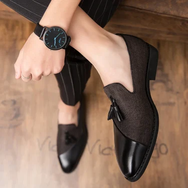 Fashion Business Dress Men's Shoes Classic Leather Men Suits Shoes Slip-On Oxfords Shoes Party tassel designer shoes 2