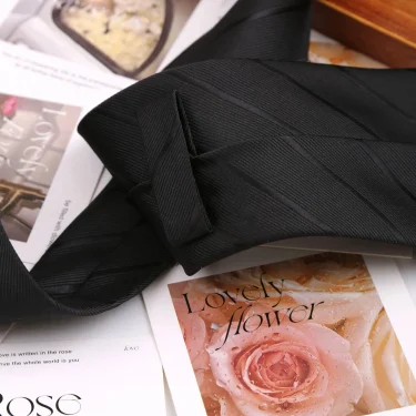 New 8CM Men Ties Necktie Striped Plaid Black Navy Ties For Man Groom Jacquard Woven Neck Tie For Business Wedding Party Outfit 4