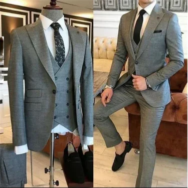 3 Pieces Groom Wear Green Men Suits 2023 Slim Fit Peak Lapel One Button Wedding Tuxedo Terno Masculino (Jacket+Pants+Vest） 2