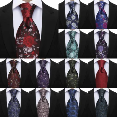 Luxury 7CM Floral Mens Necktie Wave Stars Ties For Man Groom Groomsman Jacquard Woven Ascot Formal Business Party Accessories 1