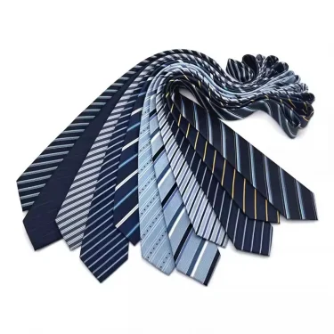 NEW 8cm Tie for Man Tie Luxury Striped Stripes Blue Navy Business Neck Tie Suit Cravat Wedding Party Necktie Men Gift 2