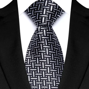 Luxury 8CM Mens Necktie Gray Sliver Color Dot Stripes Solid Tie For Man Groom Jacquard Woven Neck Tie For Business Wedding Party 6