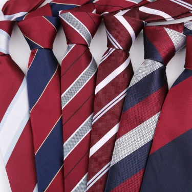 Luxury 8CM Mens Ties Necktie Red Color Stripes Ties For Man Groom Jacquard Woven Neck Tie For Business Wedding Party 3