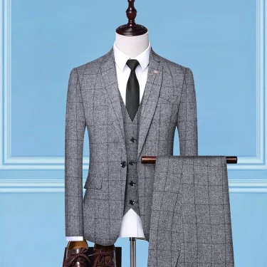 2025 Slim-Fit Three-Piece Suit Vest Trousers Set High-End Boutique British Wedding Party Trend Casual Formal Dress 2
