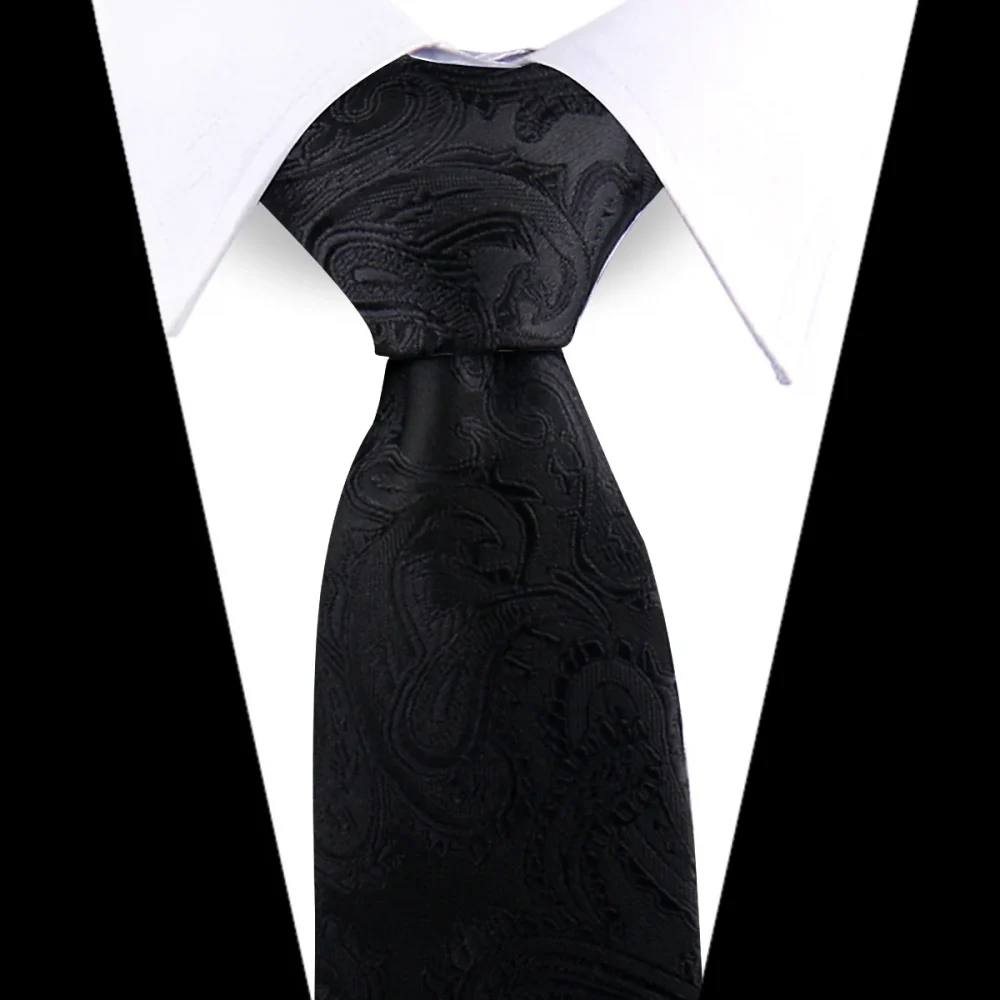 Man Tie Brand New Fashion Paisley Black Necktie Orange Dark Blue Gravata For Men Slim Paisley Floral Fit Wedding Workplace Neck 1
