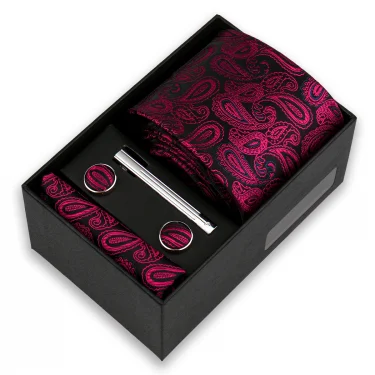 Luxury Tie Set For Men Wedding Gift Box Business Party Fashion Men Tie Set Paisley Handchief Cufflink Tie-Clip Suit Gift For Man 4