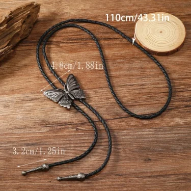 1pc/2pcs Adjustable Bolo Tie Popular Cowboy Teens Men Women Dance Necktie Gothic Shirts Alloy Butterfly Buckle Pendant 5