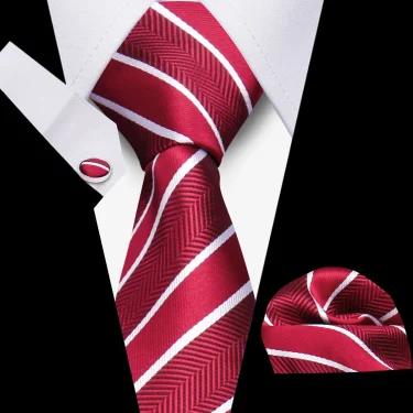 Elegant Ties For Men Gift Fashion Men Tie Set Striped Luxury Necktie Handchief Cufflinks 3 Pcs Business Wedding Suit Accessories 3