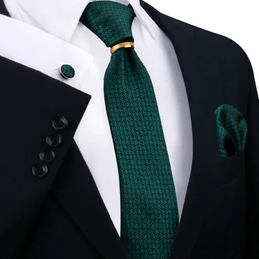 Luxury 100% Silk Tie For Mens Necktie Handkerchief Pocket Square Cufflink with Ring Brooch Set Wedding Business Ties Accessories 4