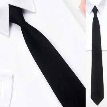 Black Simple Clip on Tie Security Tie Doorman Steward Matte Black Funeral Ties for Men Women Students Neck Ties Fake Collar 1