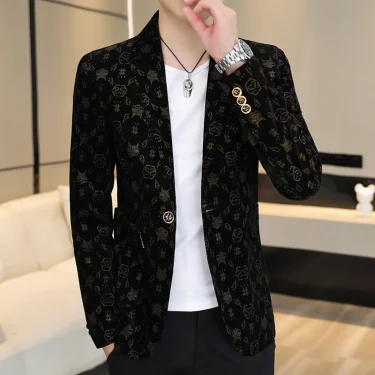 High Quality Casual Corduroy Blazers Jacket 2025 Spring Autumn Men's Slim Fit Suit Coat Streetwear Plus Size M-5XL Tops Clothing 5