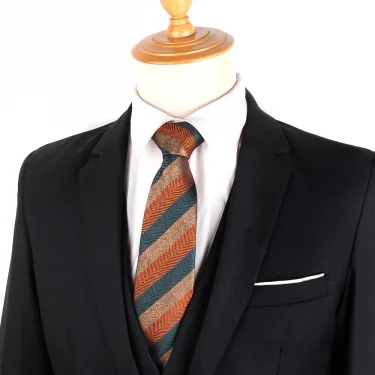 Mens Fashion Wide Slant Stripe Hand-tied Tie Striped Jacquard Neck ties for Groom Perfect for Business Work Wedding Banquet 2