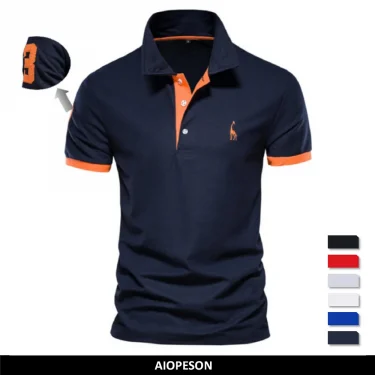 AIOPESON Embroidery 35% Cotton Polo Shirts for Men Casual Solid Color Slim Fit Mens Polos New Summer Fashion Brand Men Clothing 1