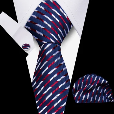 Tie Men Business Necktie Set Classic Plaid Cufflinks Handkerchief For Suit Wedding High Quality 3pcs Ties Sets Formal Gravata 6