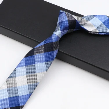 Fashion 6cm Narrow Polyester Necktie For Men Business Meeting Formal Jacquard Striped Plaid Skinny Tie Daily Wear Cravat Gift 4
