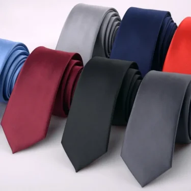 Men Solid Color Narrow Edition Smooth Tie for Men's New Product Formal Polyester Casual Hand Tie Wedding Suits Creative Gifts 4