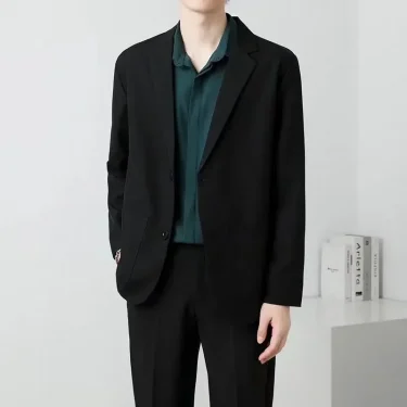 Brown Oversize Plus Big Size Jacket for Men Long Man Suits and Blazers Coats Fashionable Fashion 2024 New in Simple Breasted 3