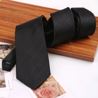 New 8CM Men Ties Necktie Striped Plaid Black Navy Ties For Man Groom Jacquard Woven Neck Tie For Business Wedding Party Outfit 3