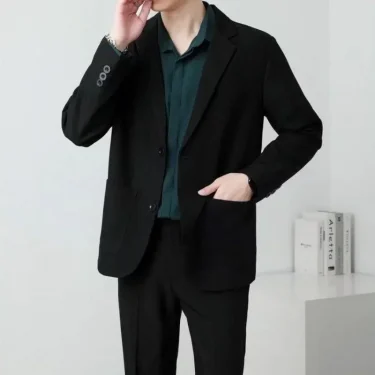 Brown Oversize Plus Big Size Jacket for Men Long Man Suits and Blazers Coats Fashionable Fashion 2024 New in Simple Breasted 5