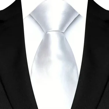 Luxury 8CM Mens Necktie White Beige Color Solid Dot Stripes Tie For Man Groom Jacquard Woven Neck Tie For Business Wedding Party 3