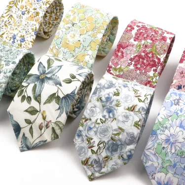 100% Cotton Floral Necktie For Men Casual Elegant Style Tie Fit Wedding Party Dinner Daily Wear Suit Shirt Cravat Accessory 1