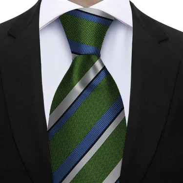 Luxury 7CM Striped Mens Necktie Sage Green Ties For Man Groom Groomsman Jacquard Woven Ascot Formal Business Party Accessories 6