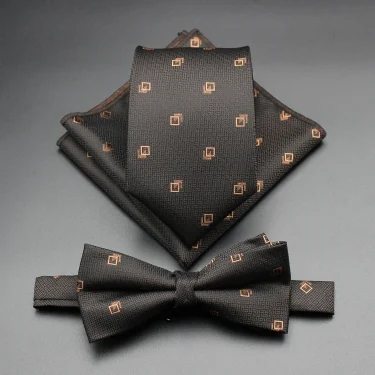 8CM Geometric Striped Necktie Set Red Blue Brown Floral Tie Pocket Squares for Man Birthday Gift Fit Party 5